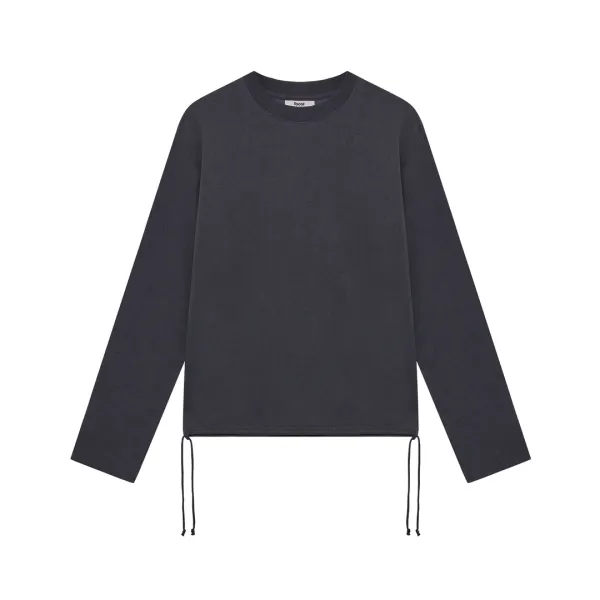 pigment string sleeve top - charcoal