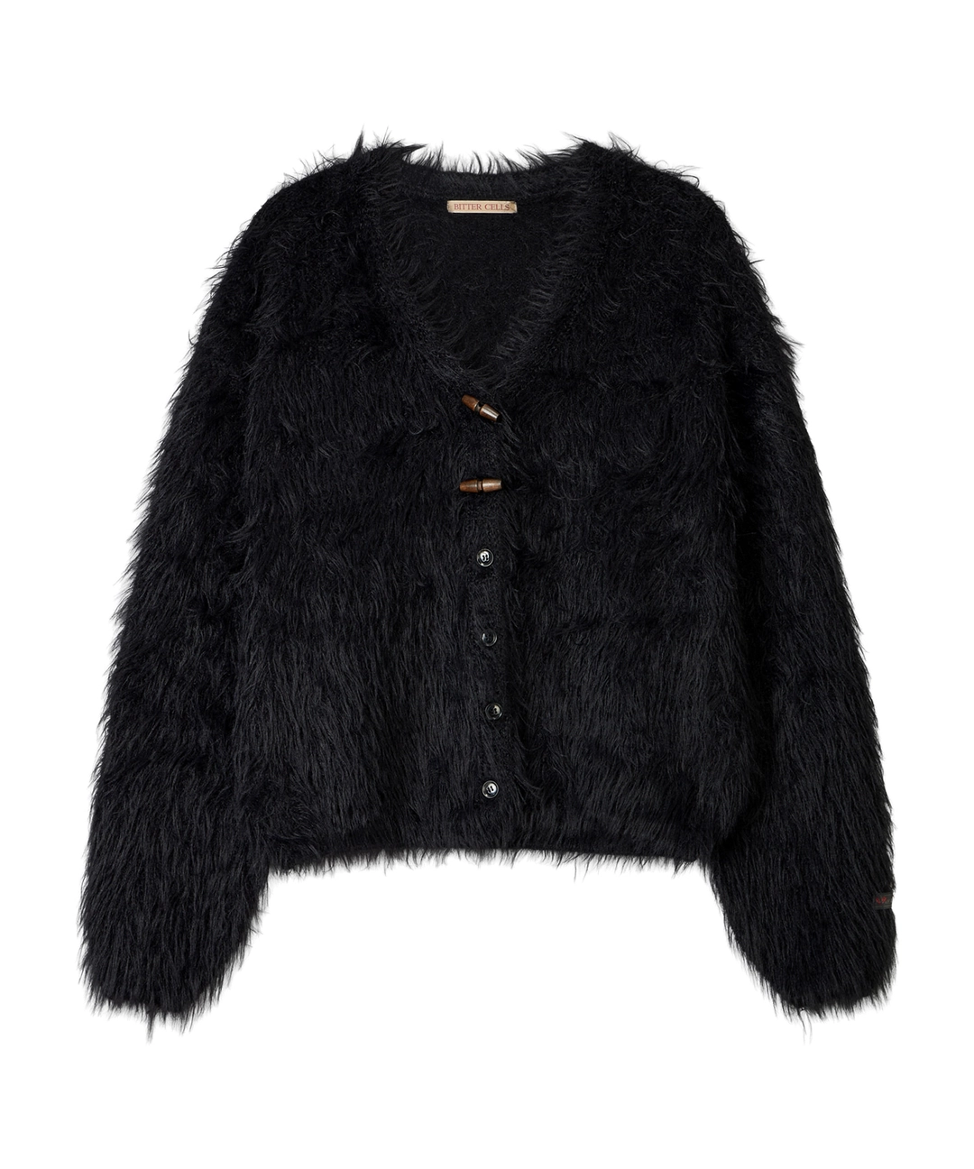 비터셀즈 Posy Fur V Neck Cardigan-Black 상품 이미지 1