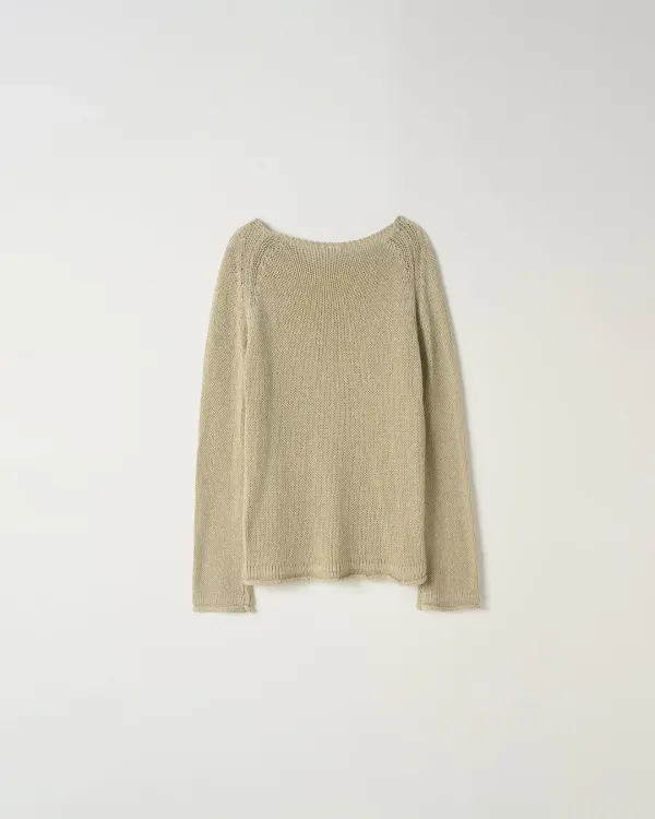 Loose Boat Neck Knit [KHAKI]