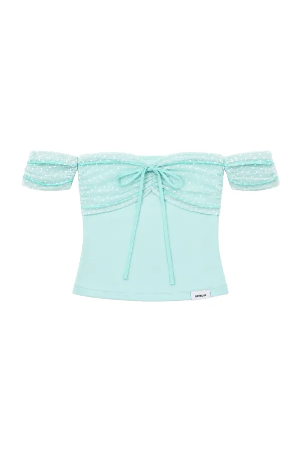 DOT MESH SHIRRING TOP (MINT)