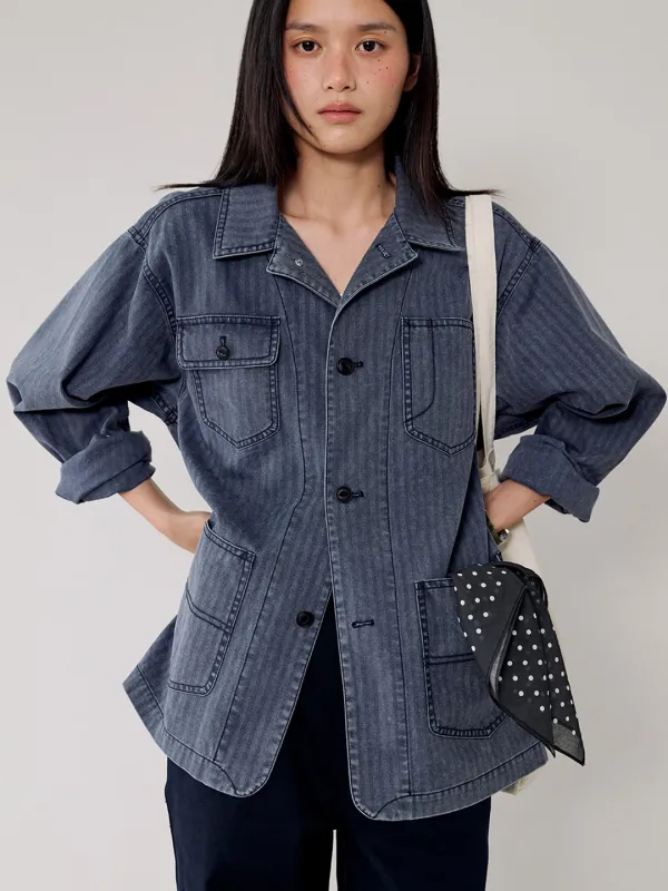 [4th] Tide herringbone work jacket_navy