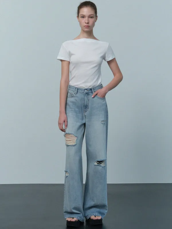 [예약배송 6/5-8일 출고예정] boat neck cap sleeve T (white)