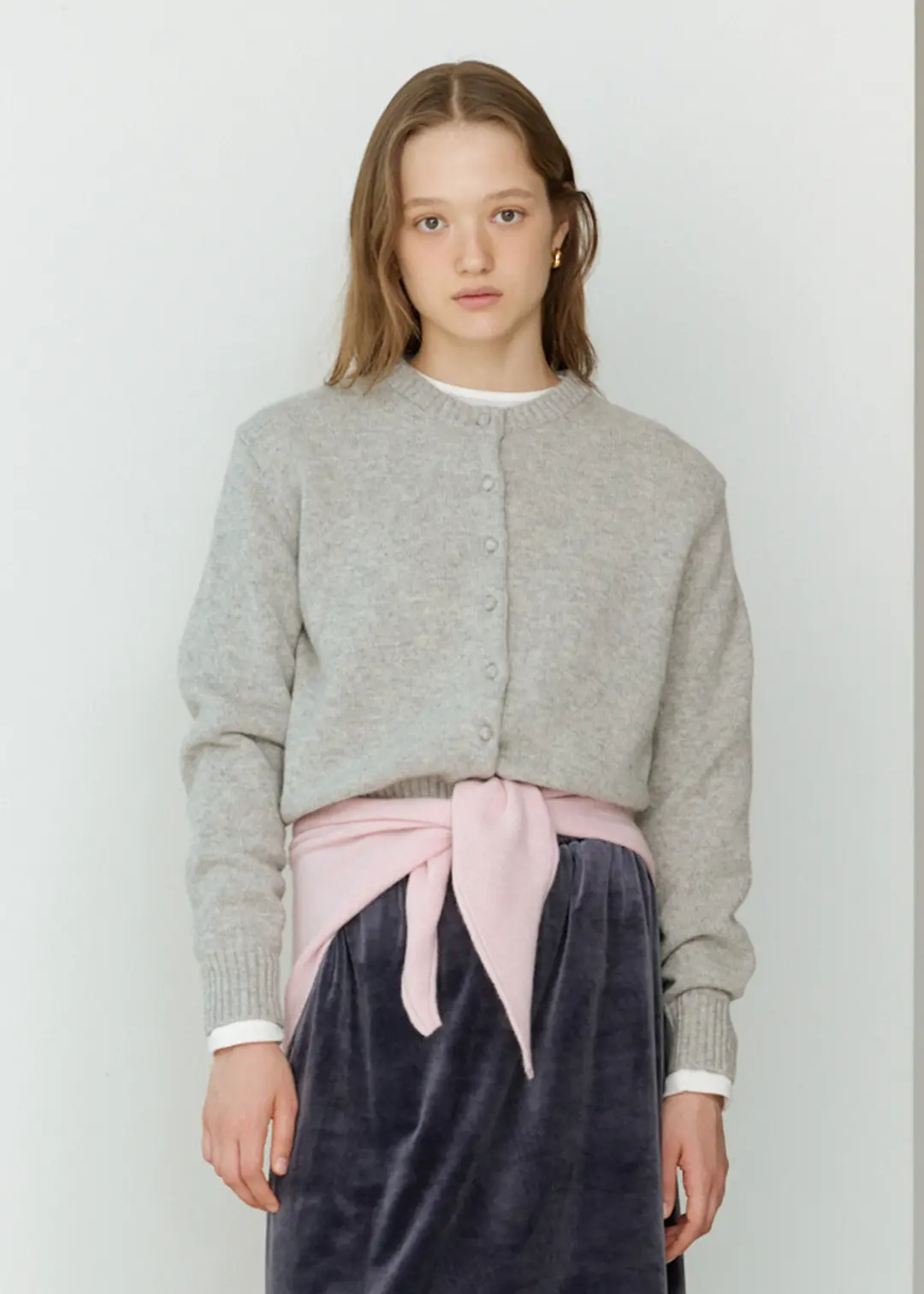 더라이 Alpaca Round Cardigan(Grey) 상품 이미지 2