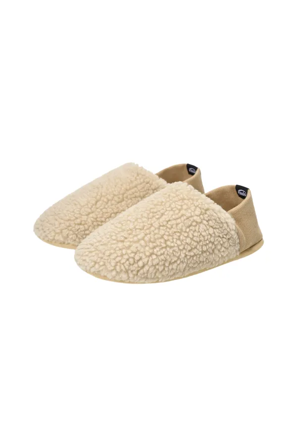 REVERSIBLE TEDDY ROOM SHOES-BEIGE