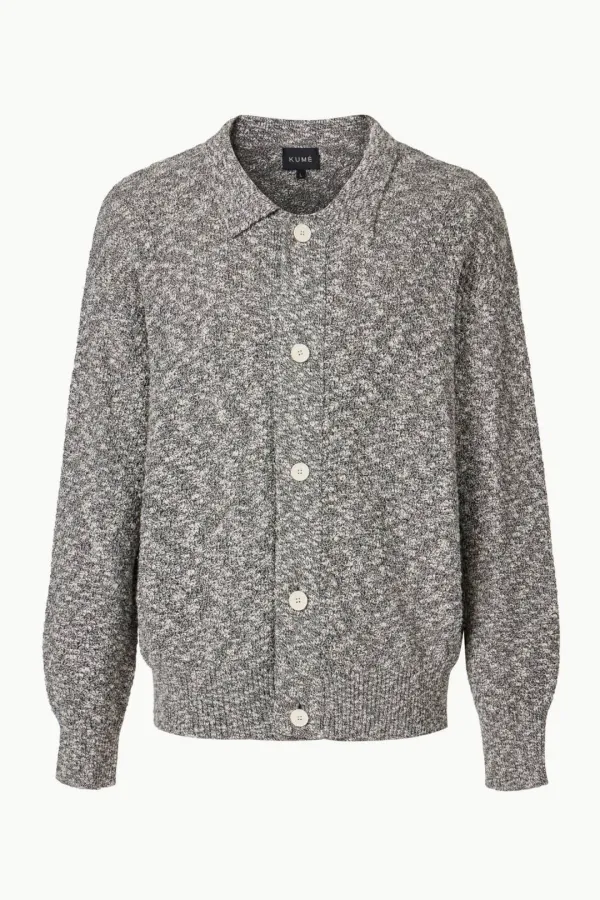 Men\'s Slub Melange Knitted Cardigan, Gray