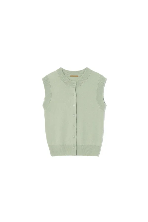 MORO CASHMERE KNIT VEST [SAGE GREEN]