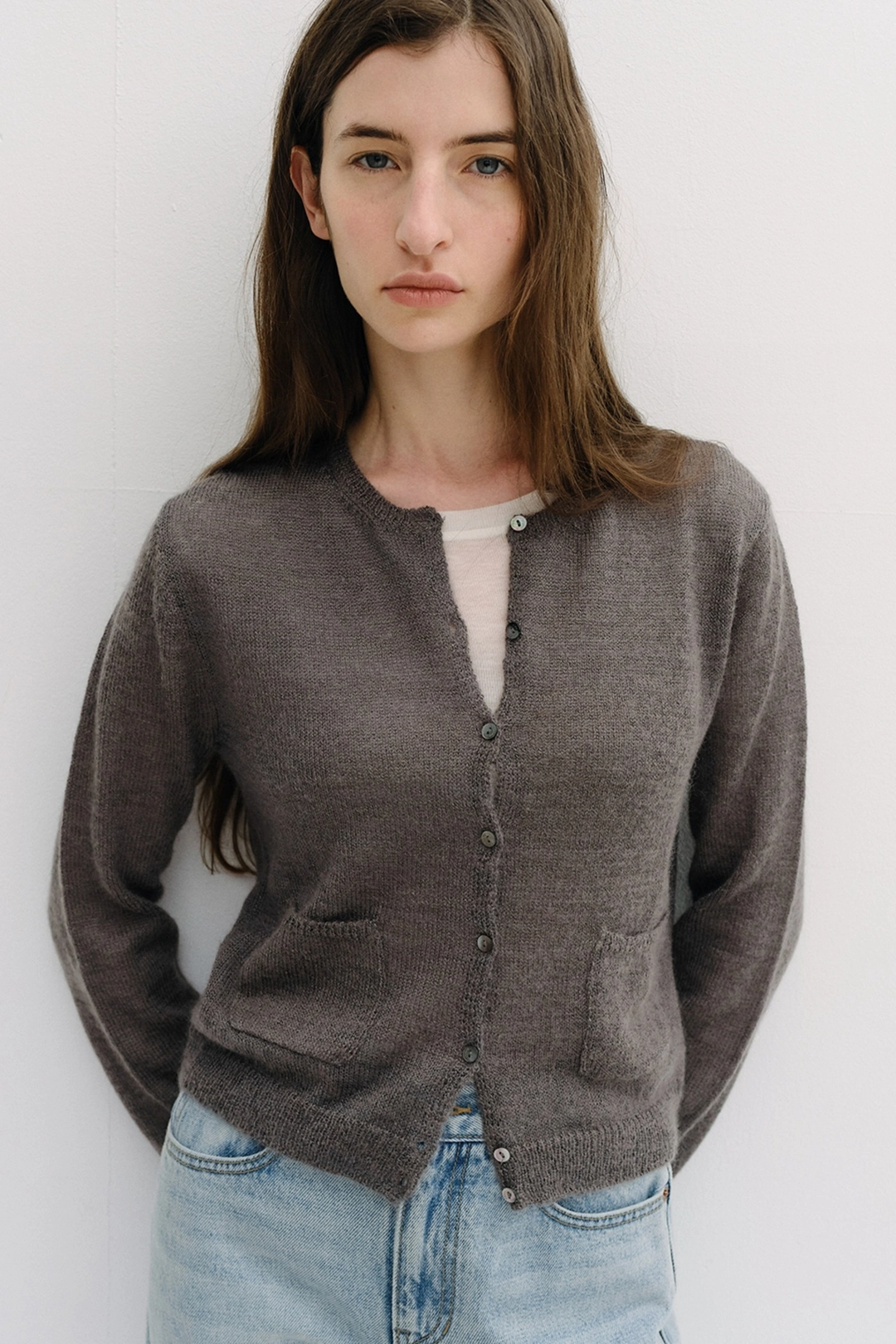블랭크공삼 royal kid mohair knit cardigan (grey) 상품 이미지 1
