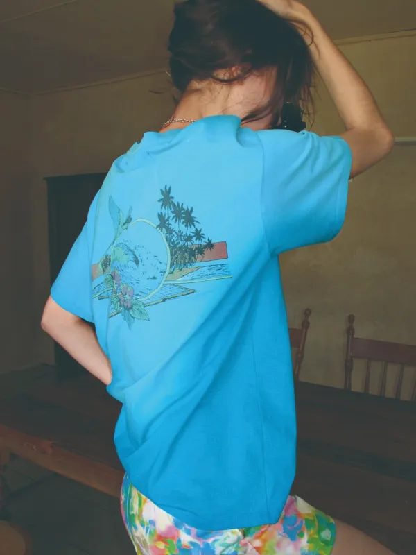 HAWAIIAN HALF SLEEVE T-SHIRT_BLUE