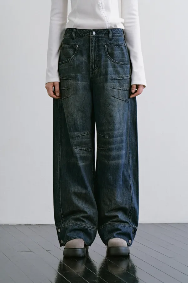 Darted Barrel Denim [ Navy ]