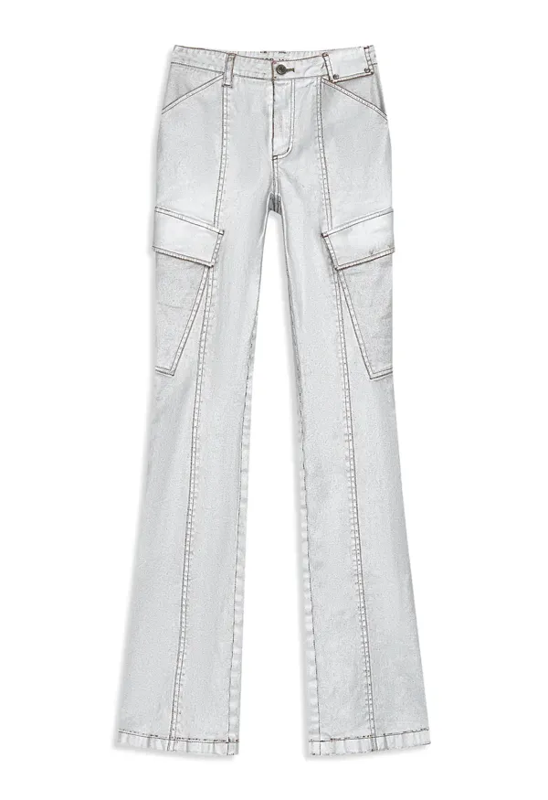 PANELED CARGO BOOTCUT, SILVER
