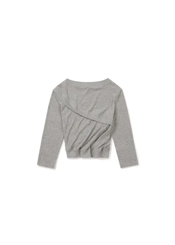 LAYERED DETAIL JERSEY TOP (MELANGE GREY)