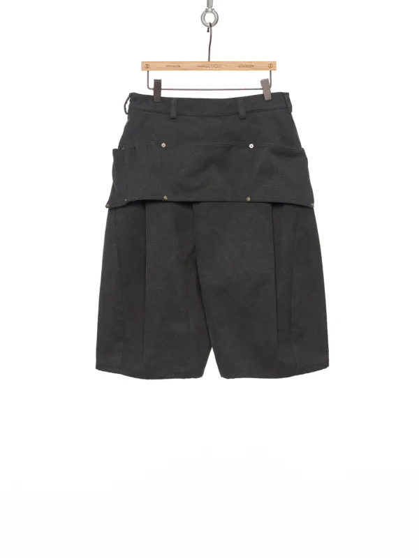 FW25 BLACK KANGAROO POCKET SHORTS