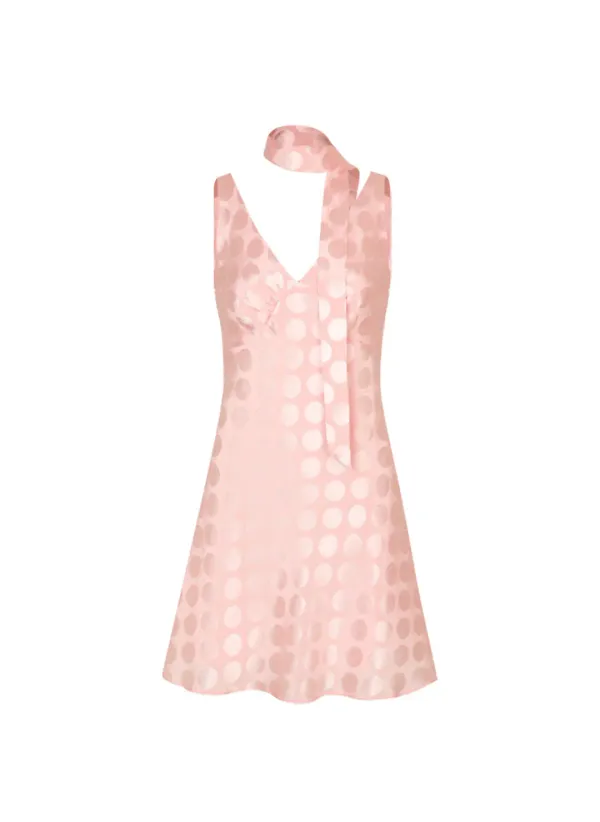 Pearl Dot Mini Dress (Scarf Set / Pink)