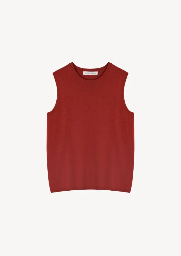Sleeveless Cotton Knit in Red