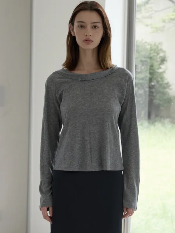 U-neck scarf top - Grey