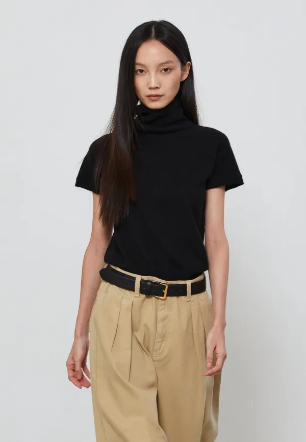 [CARRY OVER] CAP SLEEVE TURTLENECK KNIT_BLACK