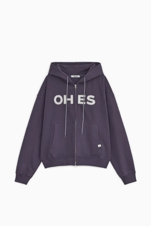 LOGO PATCH HOODED ZIP-UP, PURPLE