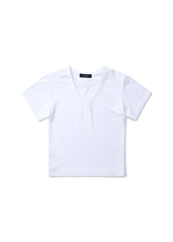 DOUBLE LAYER V-NECK TOP (WHITE)