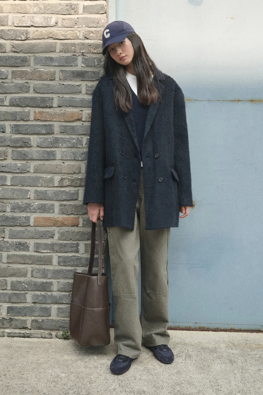 세이지먼트 LOPI HANDMADE ALPACA SHAGGY DOUBLE JACKET_NAVY 상품 이미지 2