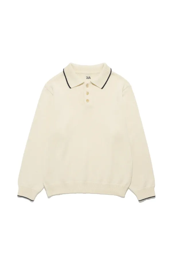Button Collar Knit Ivory