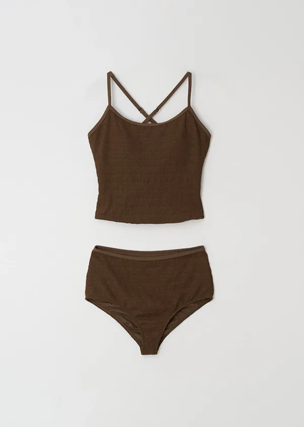 lace swim set-brown