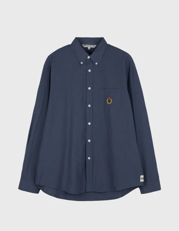 CREST WASHED CHECK SHIRT /  Navy