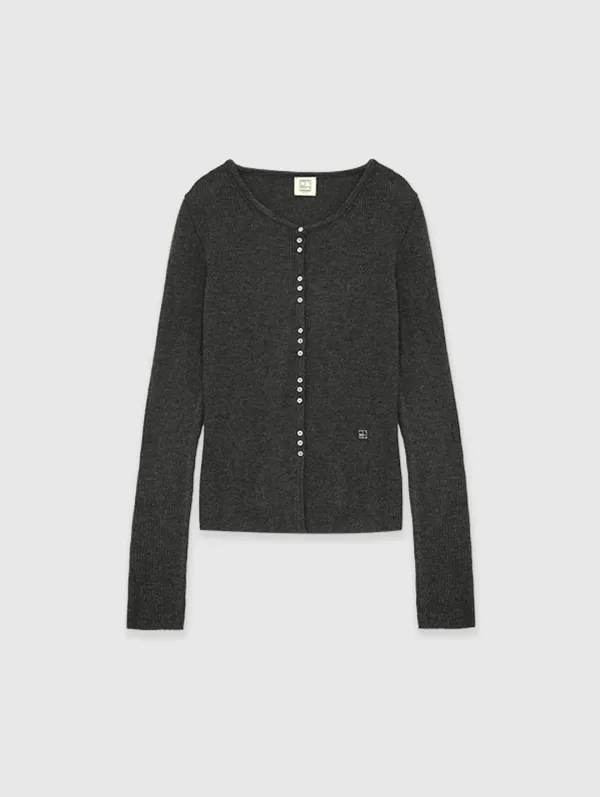 Limited Round Neck Cardigan (Charcoal)