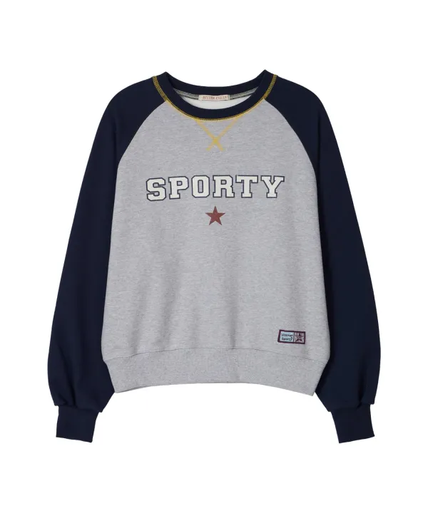Sporty Raglan Sweat Shirt-Navy