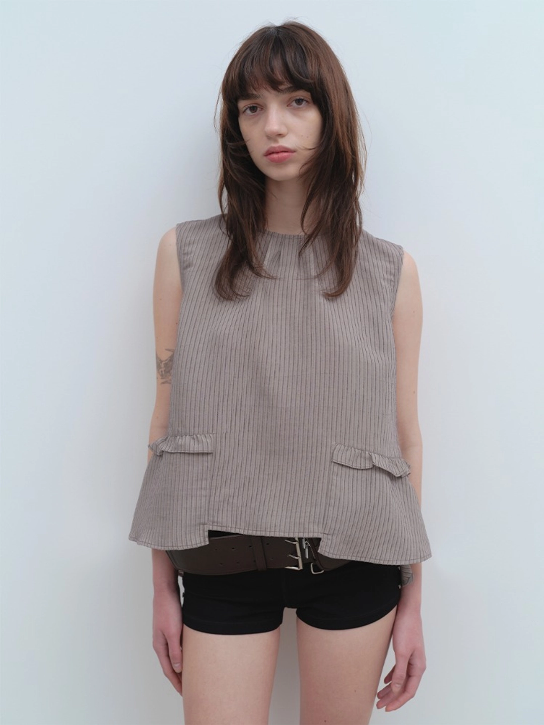 밀로 우먼 Button Frill Blouse [Gray] 상품 이미지 2