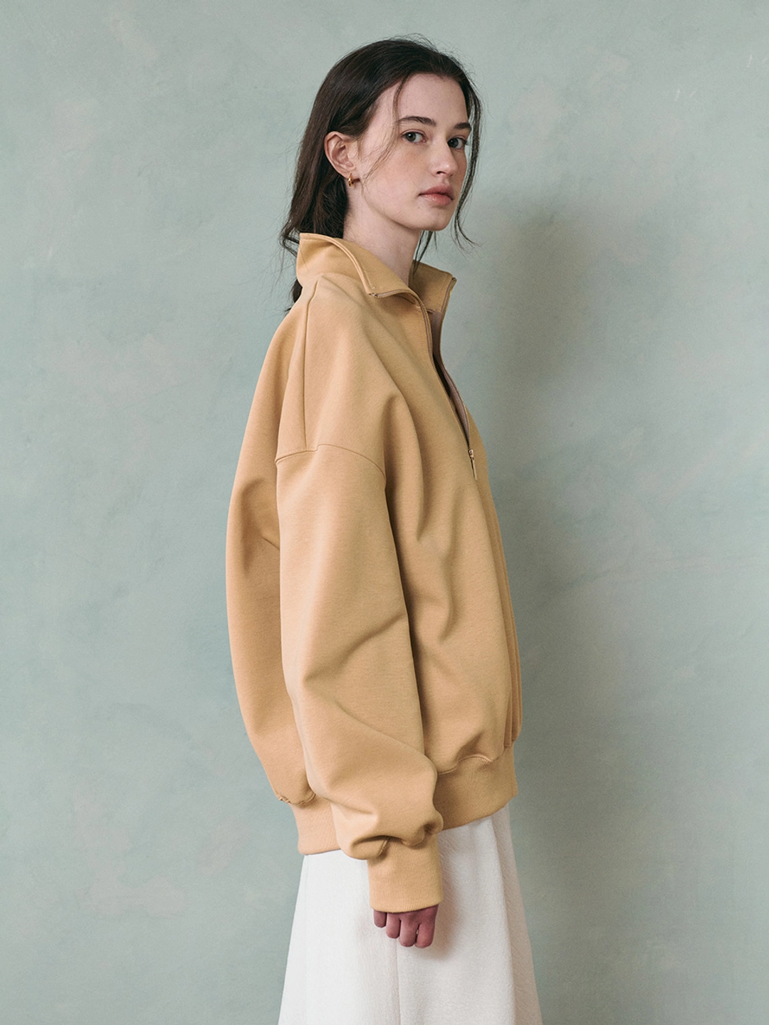 르니나 BELLY highneck half zip-up sweatshirt_butter beige 상품 이미지 2