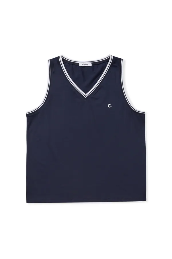 [25SS clove] V-neck Tank Top (Navy)