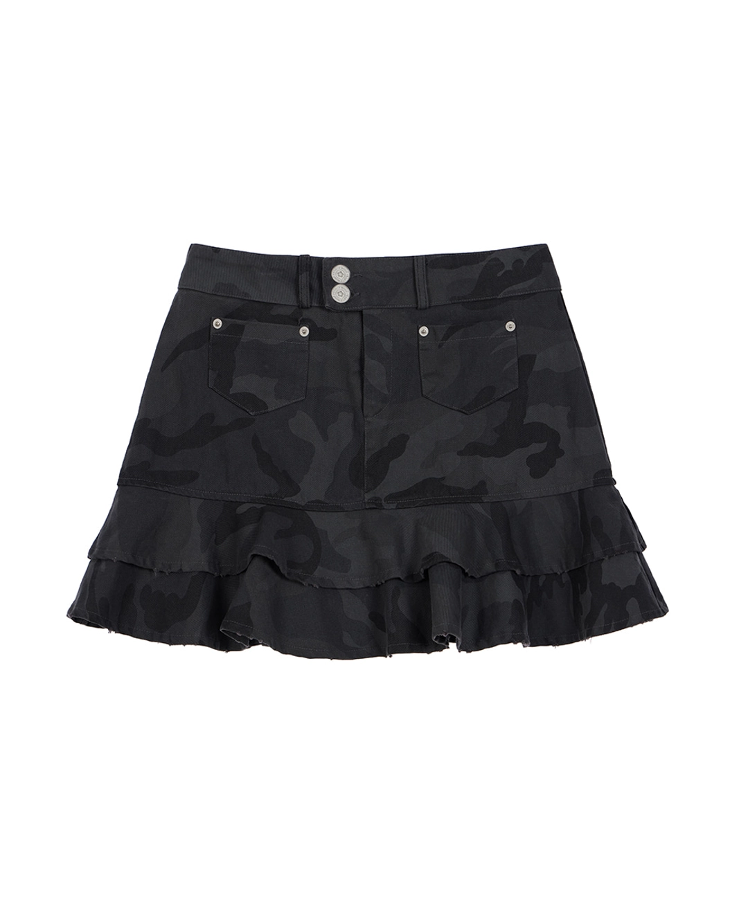 로제프란츠 Rebel Layer Frill Mini Skirt [Gray Camo] 상품 이미지 1