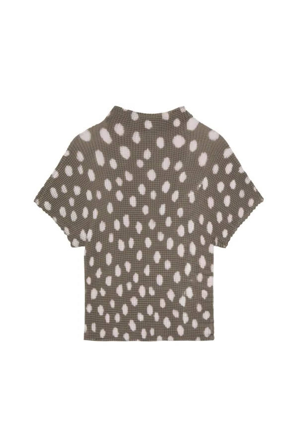 PLEATED GRAPHIC T-SHIRT IN BROWN
