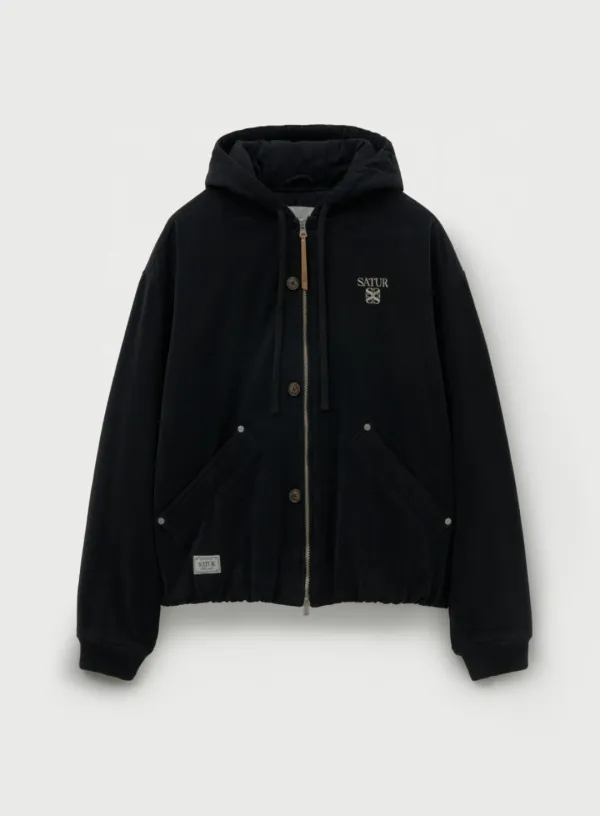 Teo Padded Hooded Zip-Up - Black