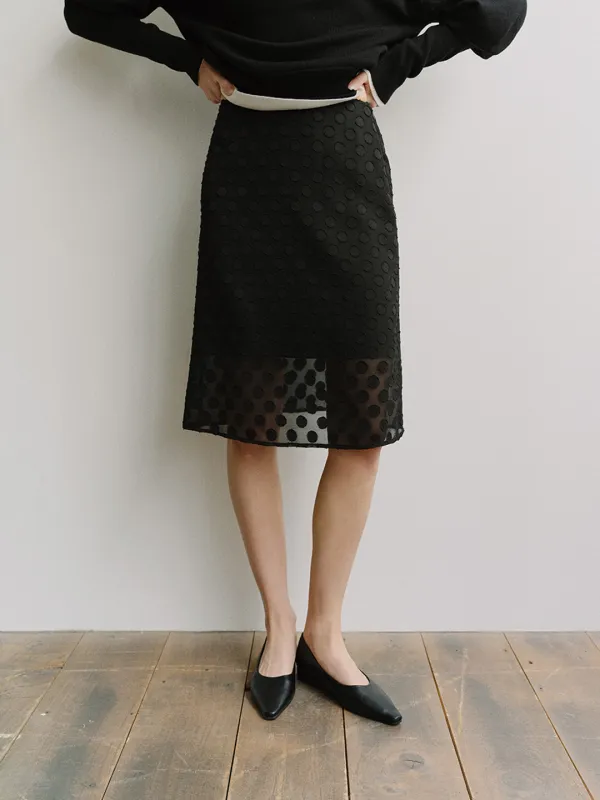 TIS DOT LAYERED SKIRT_BLACK