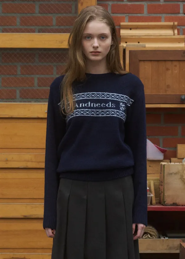 Naomi logo jacquard knit (navy)