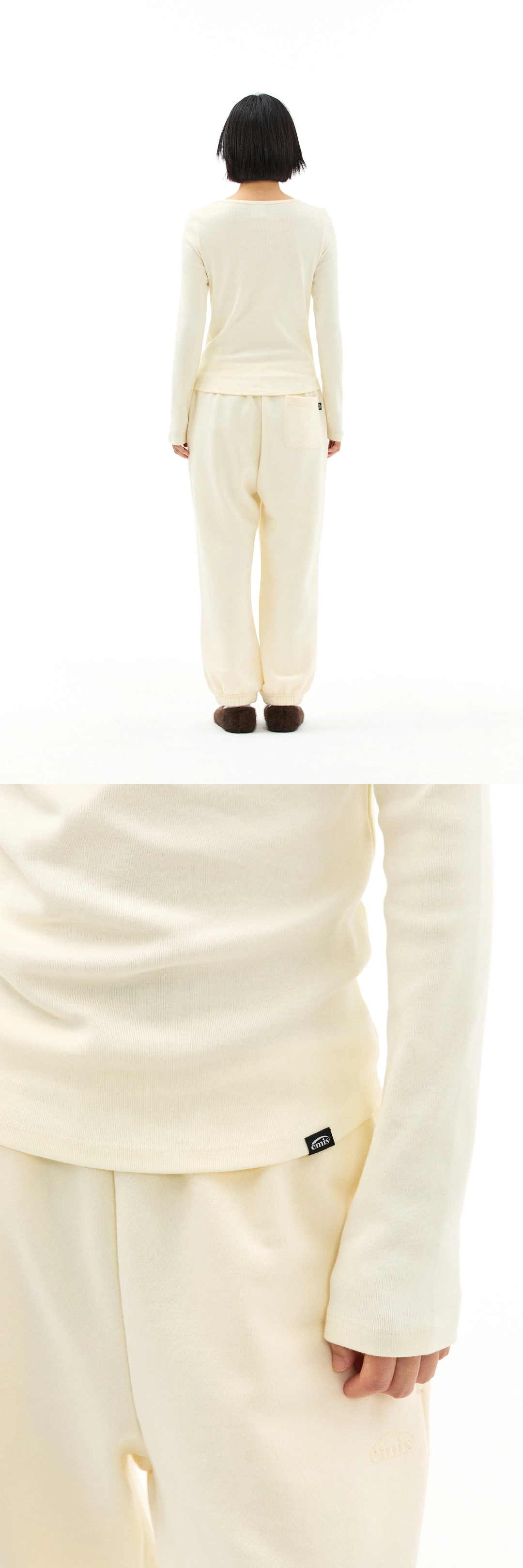 이미스 (W) RIBBED BOAT NECK LS T-SHIRT-IVORY 상품 이미지 3