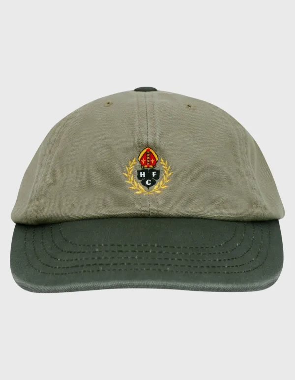 CREST WASHED CANVAS 6 PANEL CAP / Beige-Charcoal