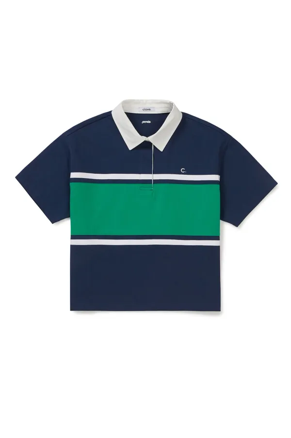 [26SM clove] Logo Colorblock Polo Shirt (Navy)