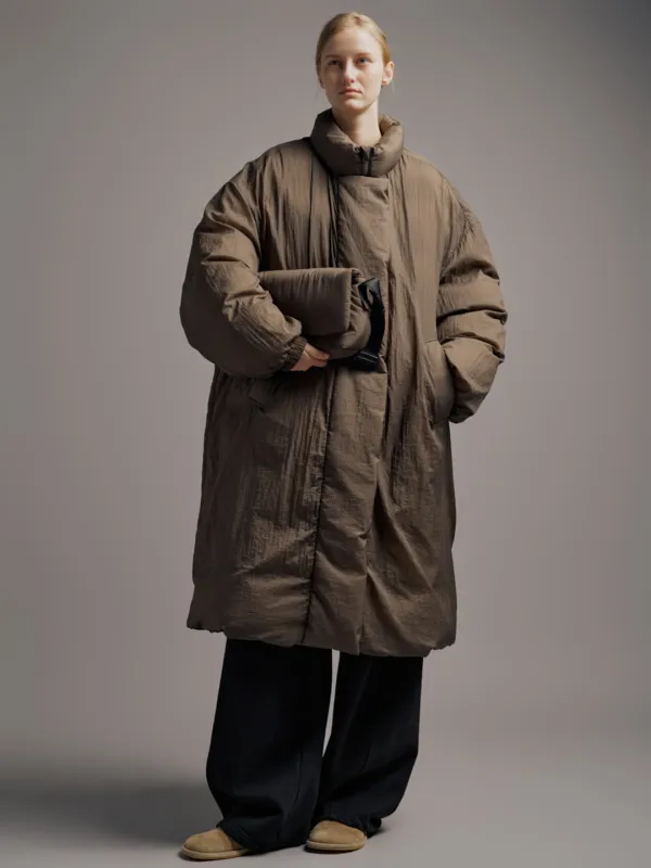 하이넥 구스 다운 코트_brown