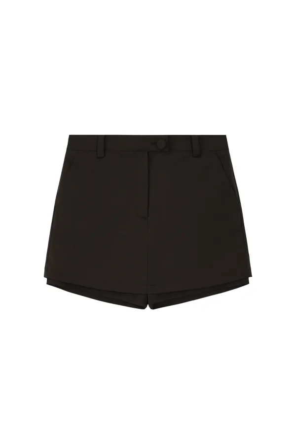 LOW RISE BUTTON SKORT - BROWN