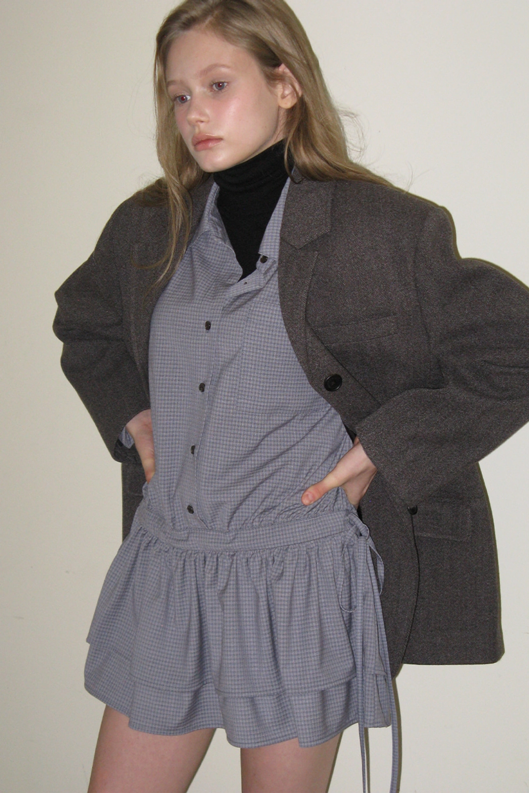 위드아웃썸머 Sandy check onepiece_skyblue 상품 이미지 2