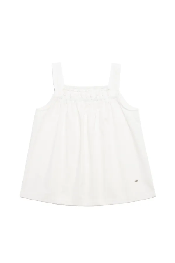 Shirring Sleeveless Top White