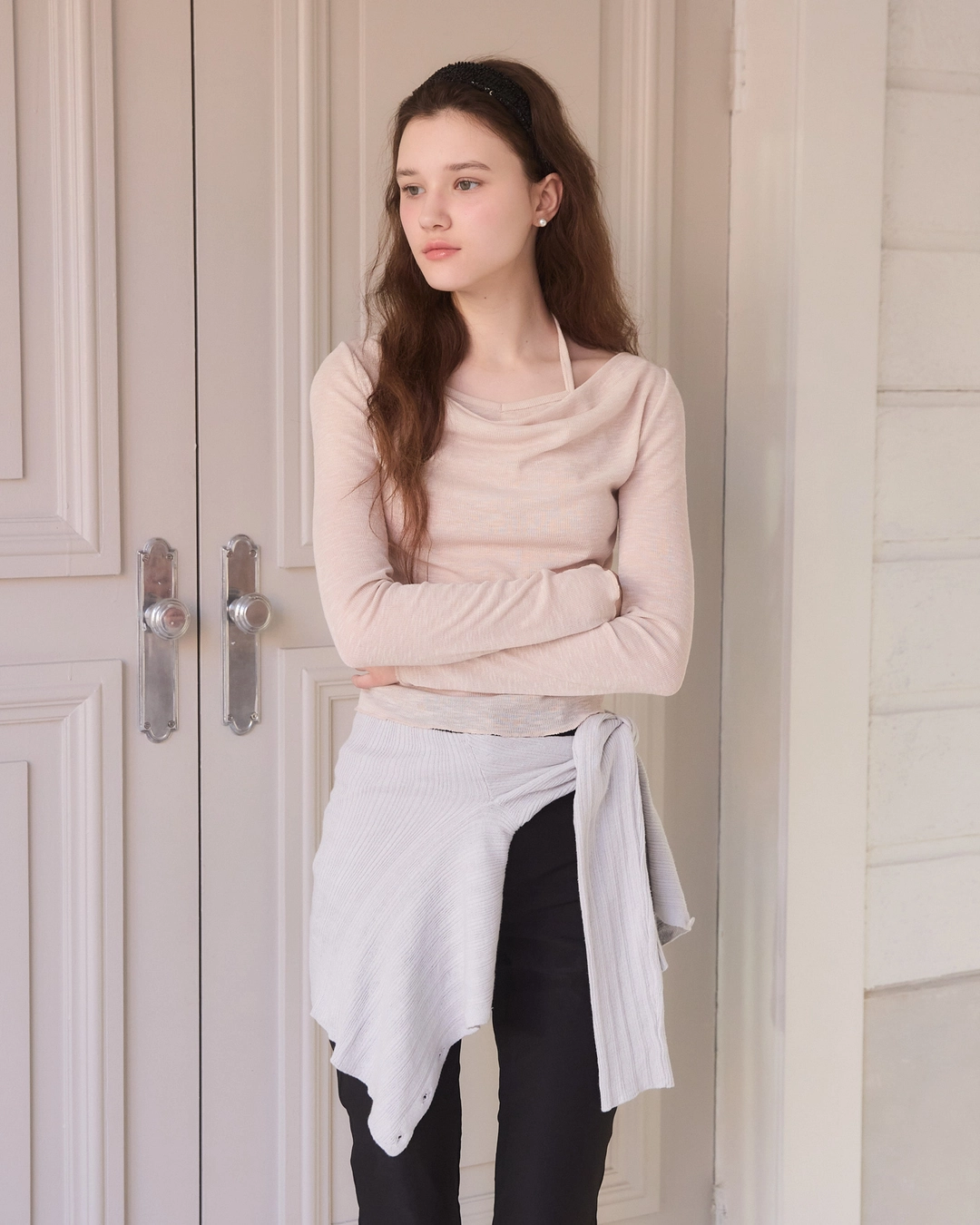 어다울 [6차 리오더] Halter neck layered drape t shirts - 3color 상품 이미지 2