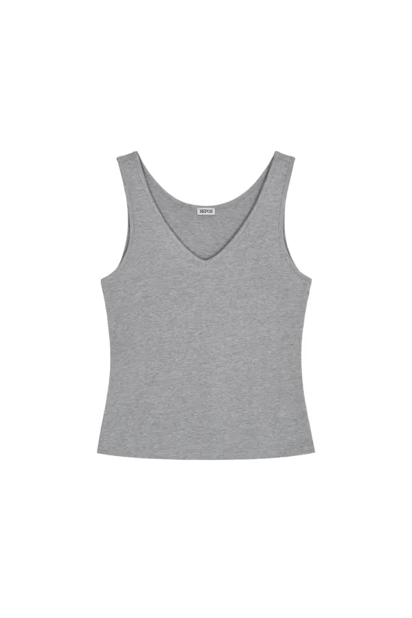 COTTON SLEEVELESS T-SHIRT (M GREY)