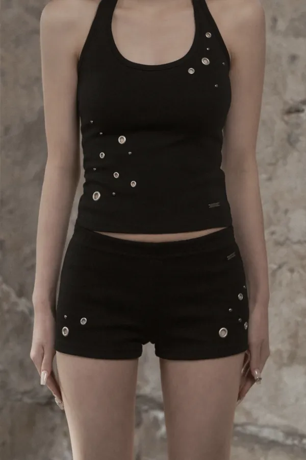 Eyelet Mini Shorts (black)