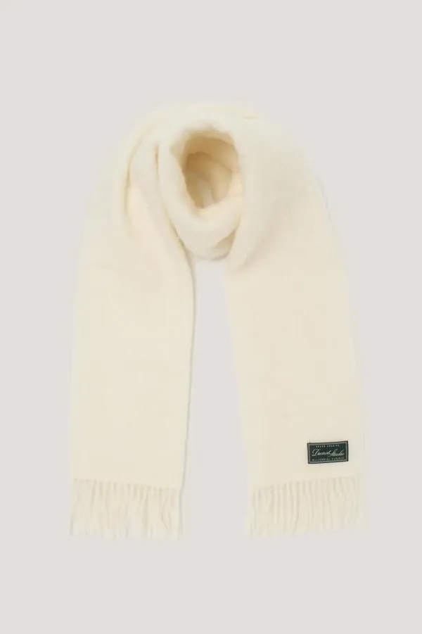 UNISEX FRINGED WOOL MUFFLER IVORY