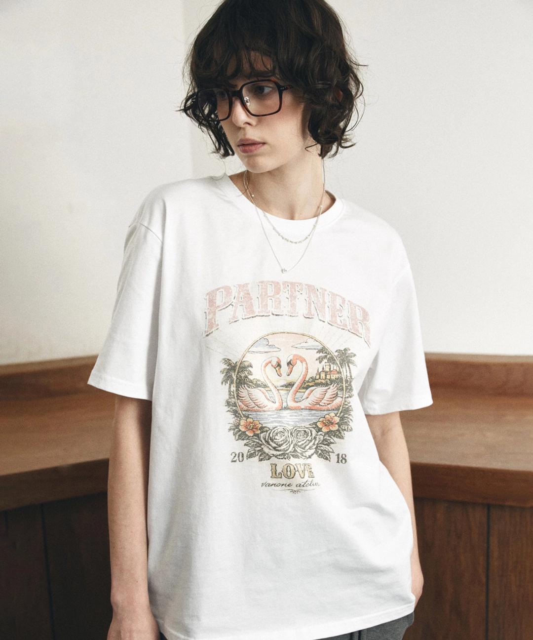 반원 아뜰리에 A3576 Flamingo 티셔츠_White 상품 이미지 2