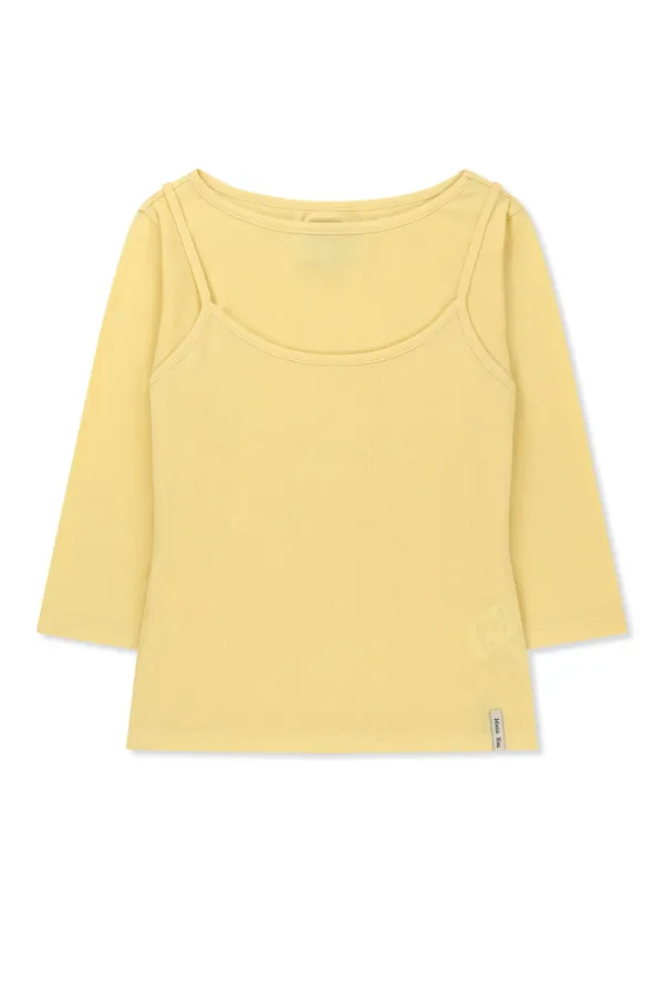 3/4 SLEEVE TOP & TANK LAYERED SET IN YELLOW