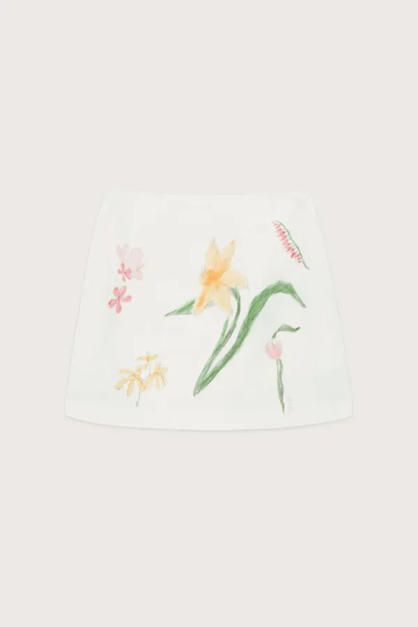 Flower Graphic Mini Skirt (Cream)